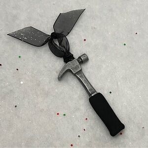 Black & Silver Pewter Hammer Tool Christmas Tree Ornament